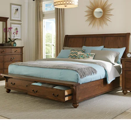 Queen Sleigh Storage Bed with 2 Drawers